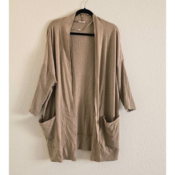 Pact Airplane Wrap Open Front Shawl Collar Cardigan in Natural Beige Size M/L - Picture 7 of 7